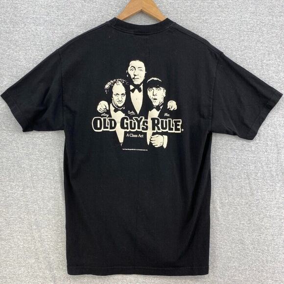 Old Guys Rule Tshirt Mens Large Black Graphic Larry Curly Mo Tee Short Sleeve - Picture 4 of 10
